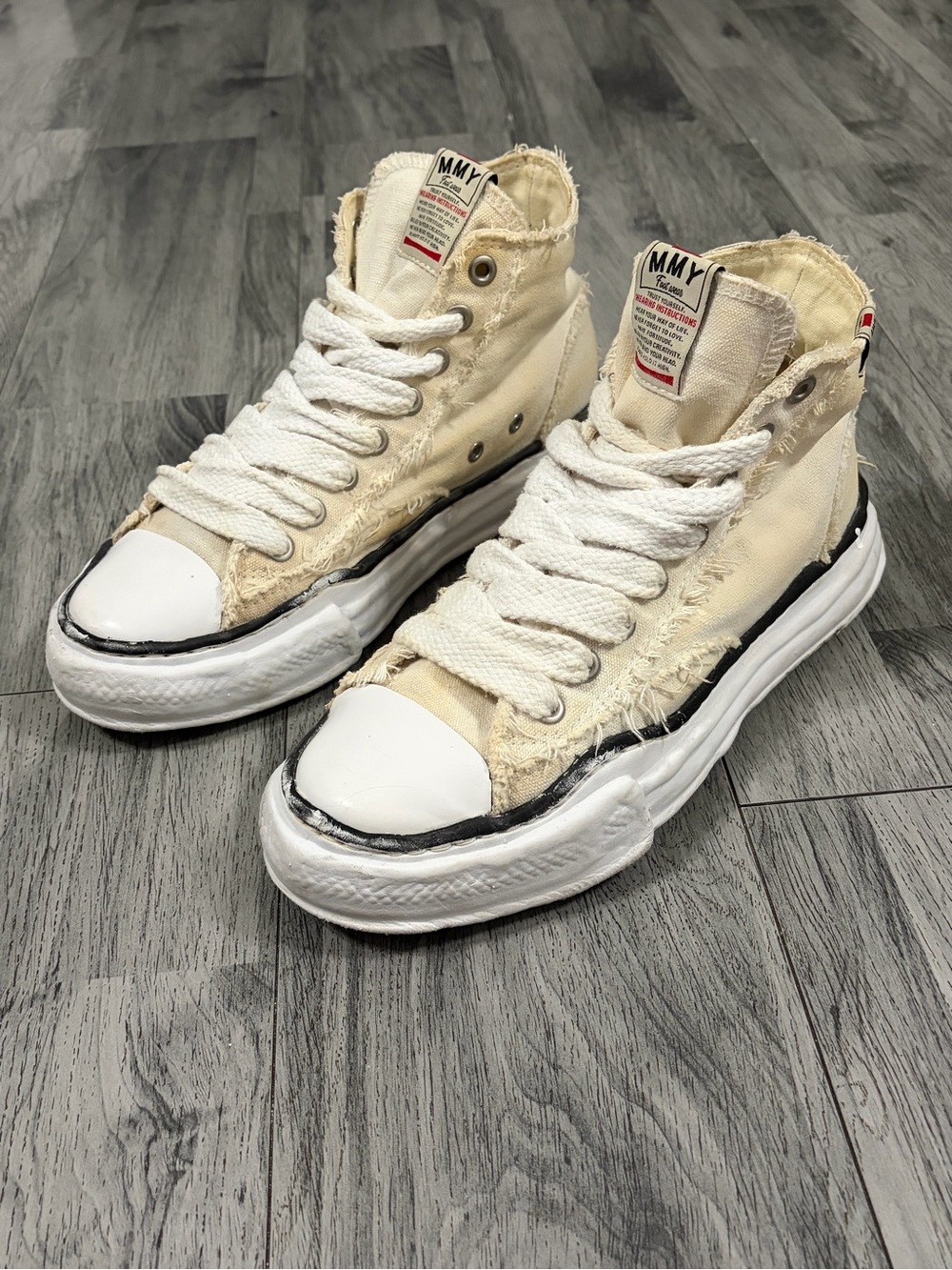 MAISON MIHARA YASUHIRO Peterson  OG Cream Canvas High-Top Sneakes MMY